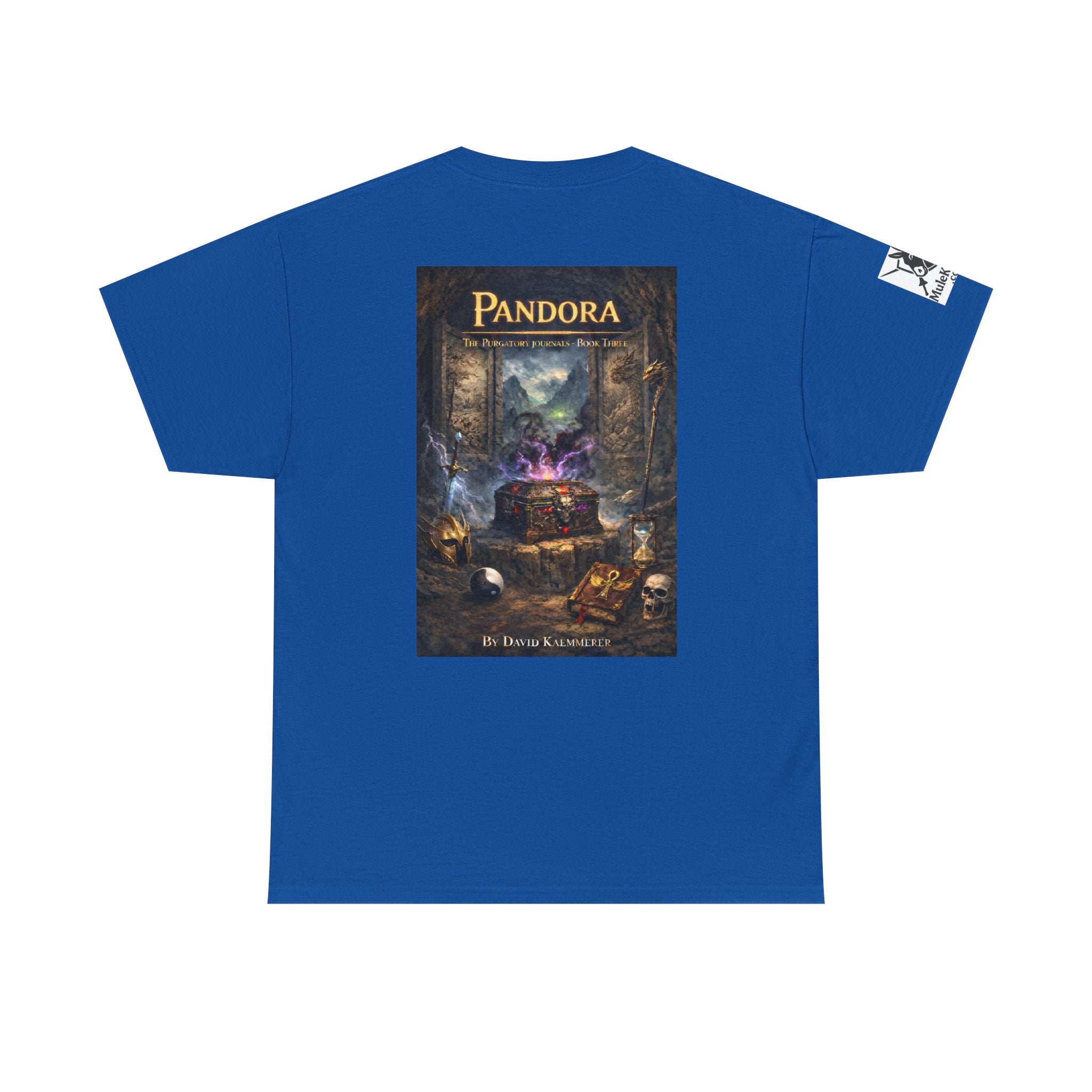 Pandora Summoning on Front - Pandora book cover on back -Purgatory Journals Book 3 -   Fantasy Novel tee