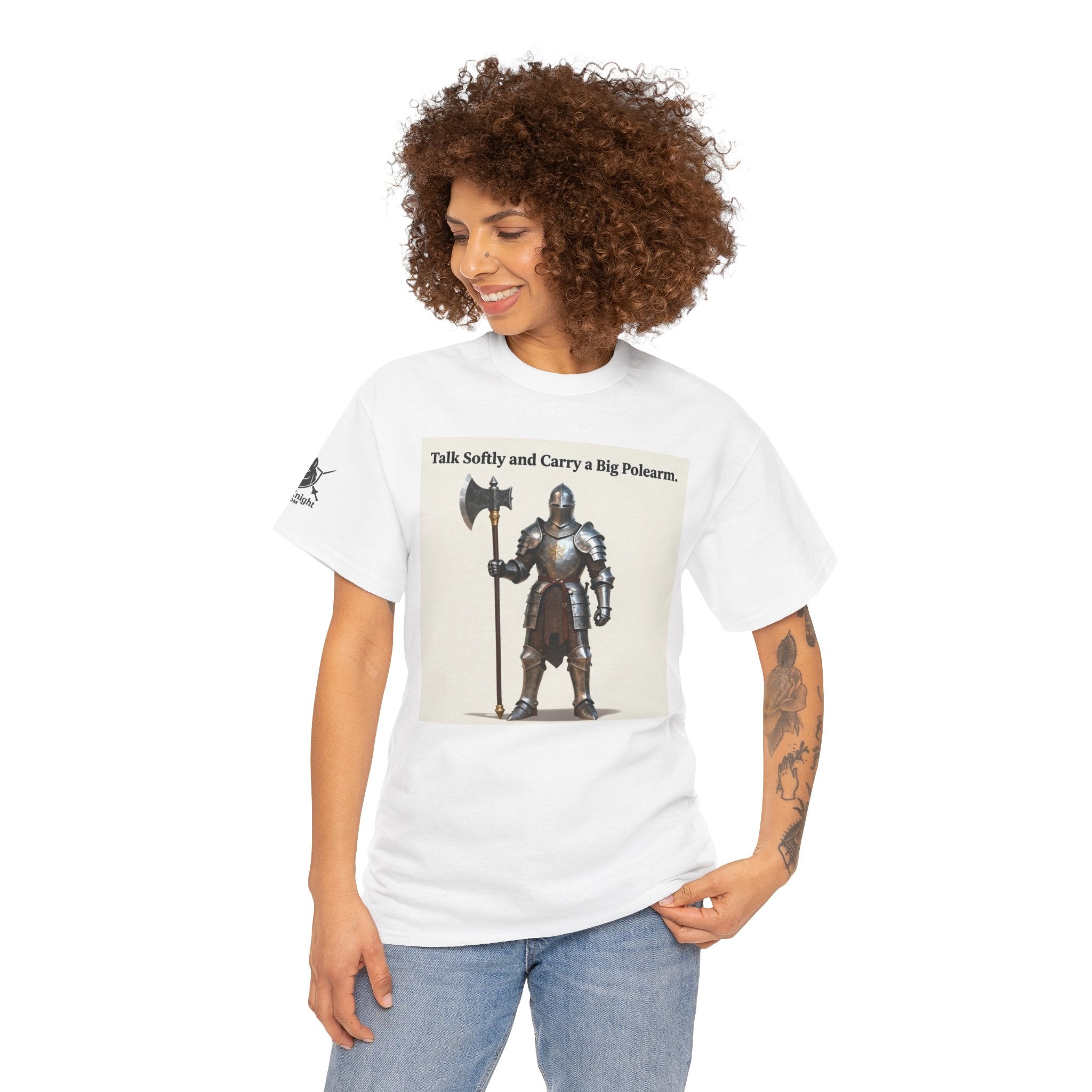 Talk Softly and Carry a Big Polearm T-Shirt — Medieval Knight Graphic Tee