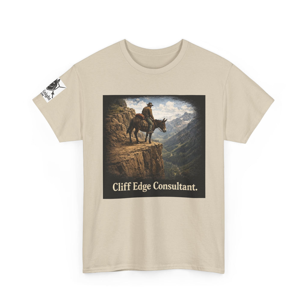 Mule Cliff Edge Consultant T-Shirt — Cowboy Landscape Graphic Tee