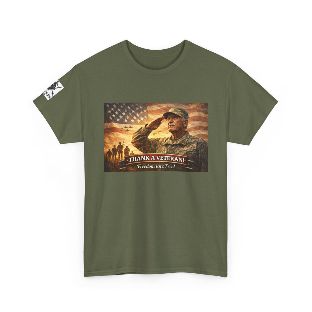 USA Flag Graphic Tee - "Freedom isnt Free  Thank a Vet!"
