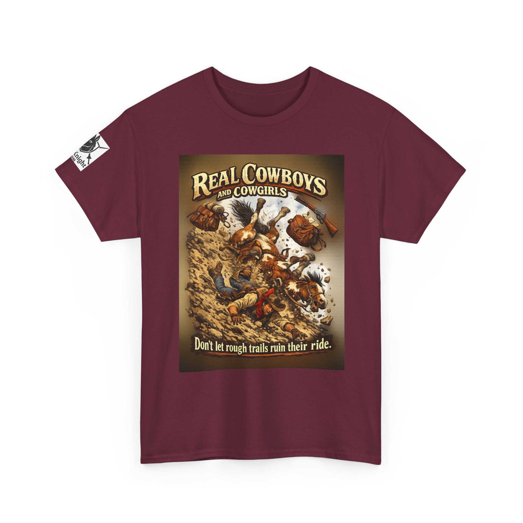 Cowboy Rodeo T‑Shirt — “Real Cowboys and Cowgirls - Dont let rough trails ruin thier ride.” Vintage Rodeo Graphic