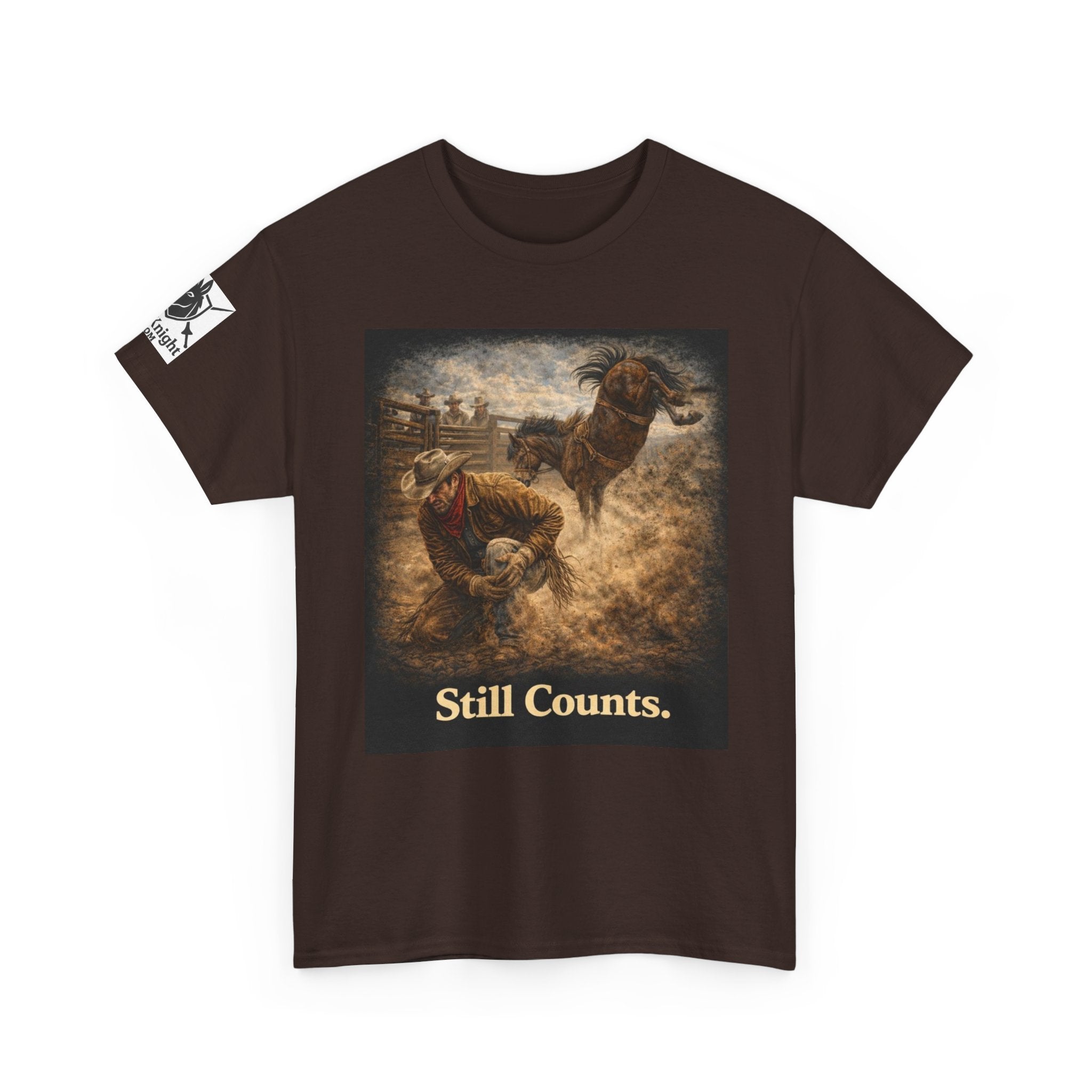 Rodeo Still Counts T-Shirt — Cowboy Landscape Graphic Tee