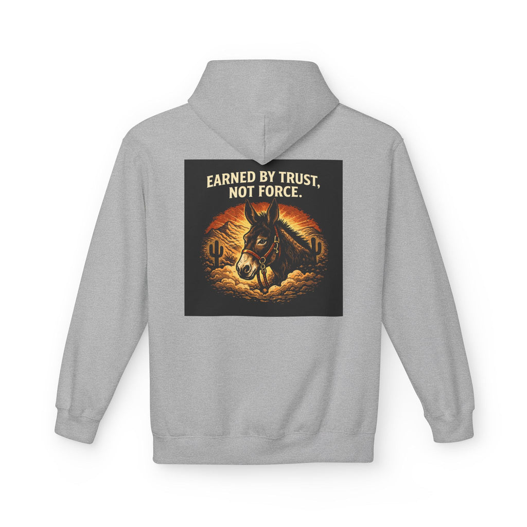 Cowboy Horse Hoodie — "Earned by Trust, Not Force" Western Ranch Pullover