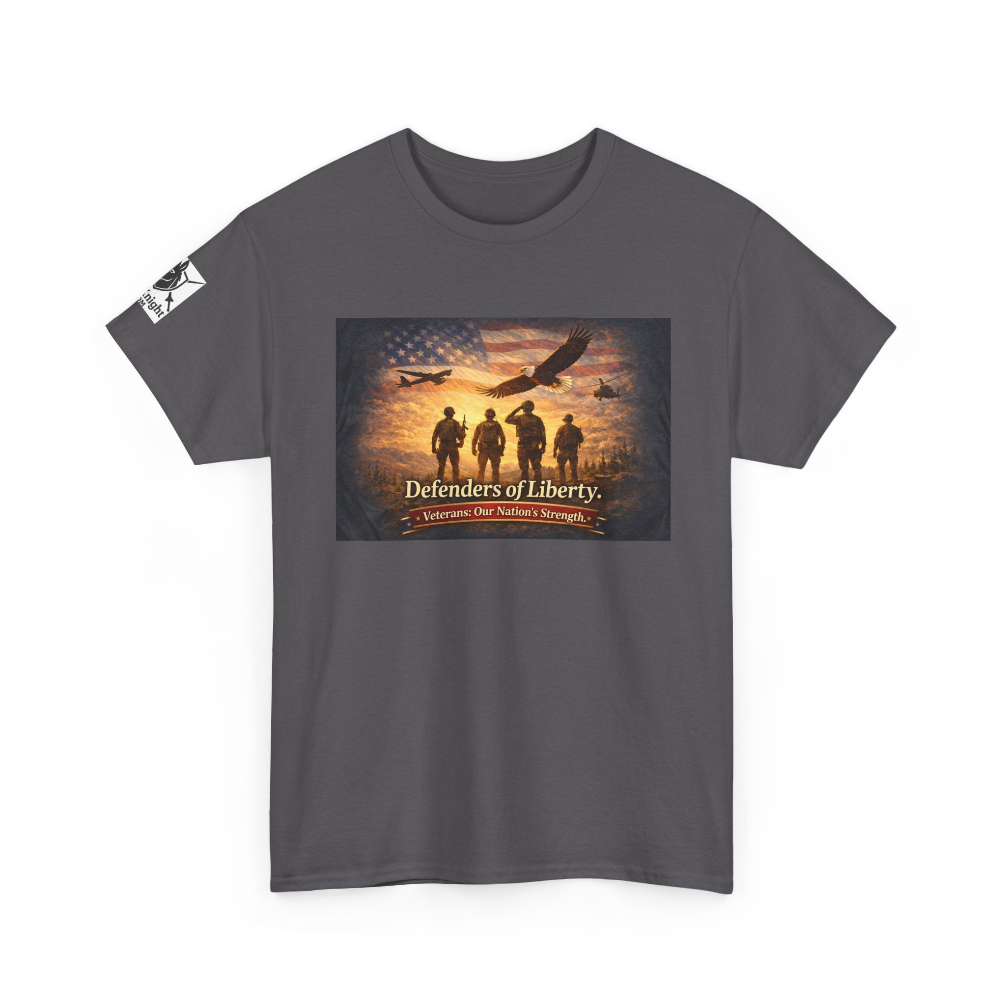 USA Flag Graphic Tee - "Defenders of Liberty -Veterans our nations strength!"