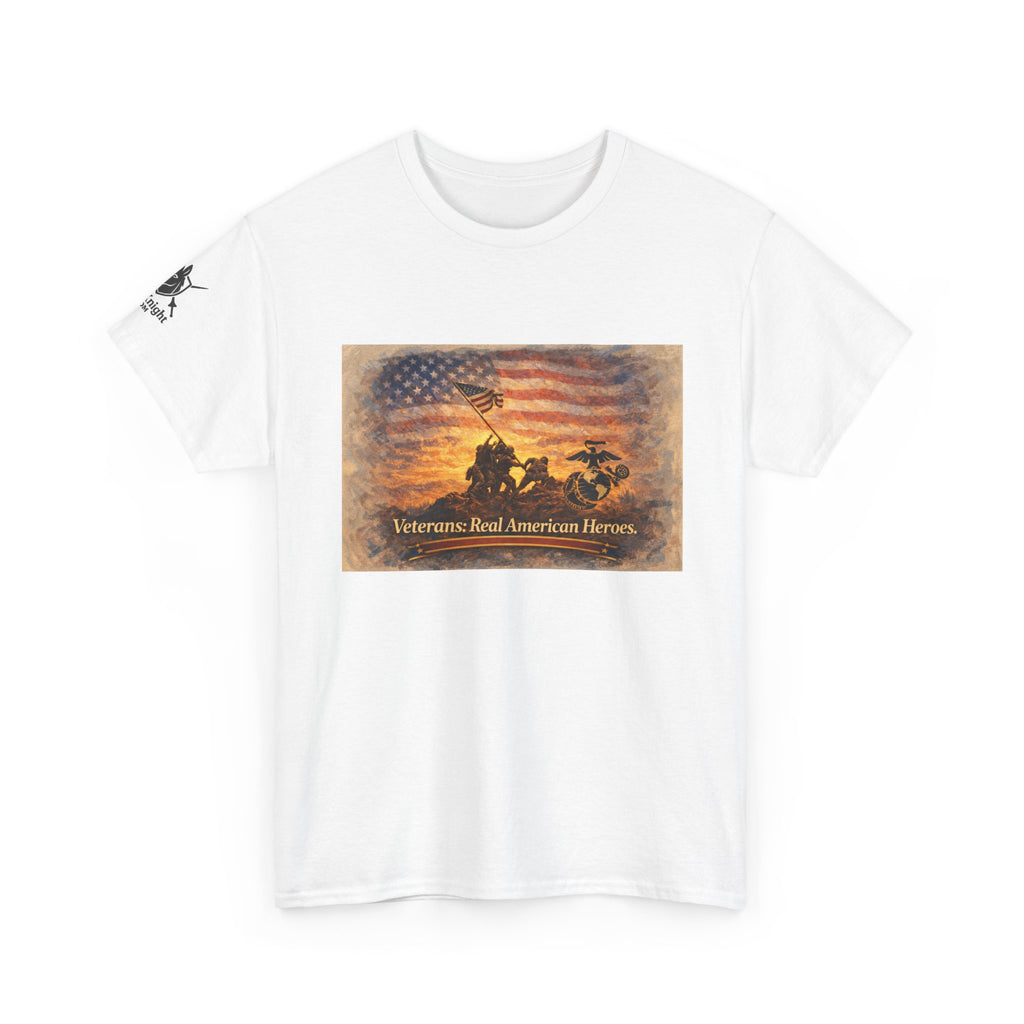 USA Flag Graphic Tee - "Veterans - Real American Heroes!"