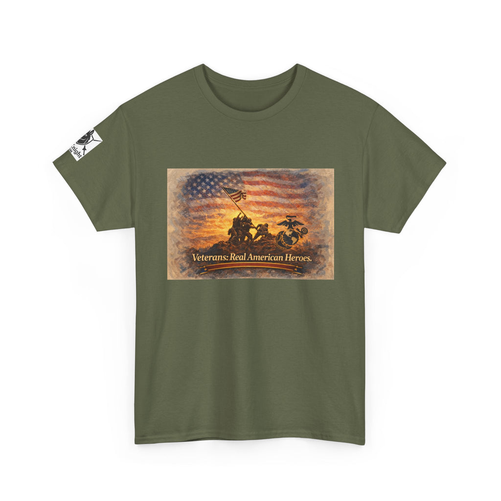 USA Flag Graphic Tee - "Veterans - Real American Heroes!"