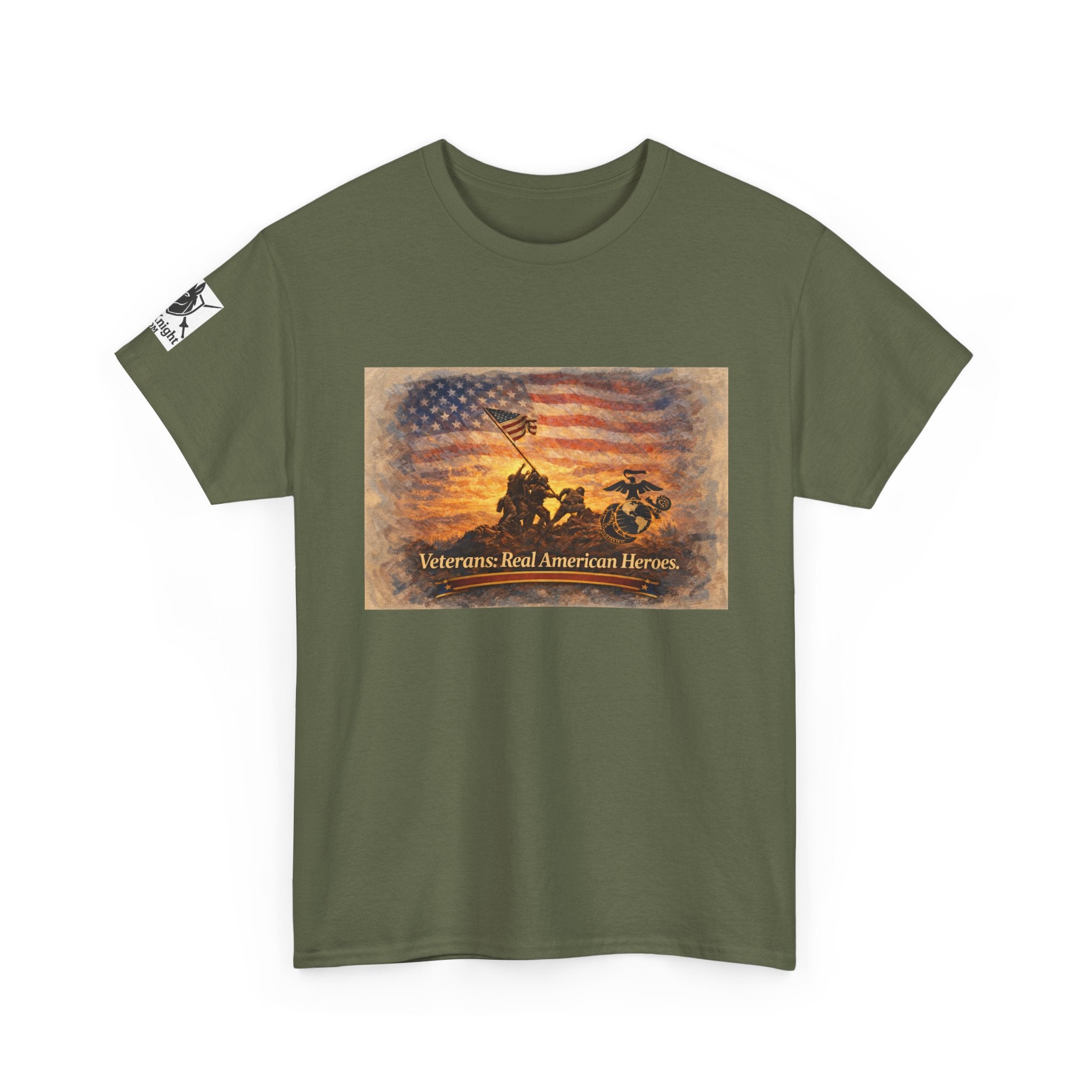 USA Flag Graphic Tee - "Veterans - Real American Heroes!"