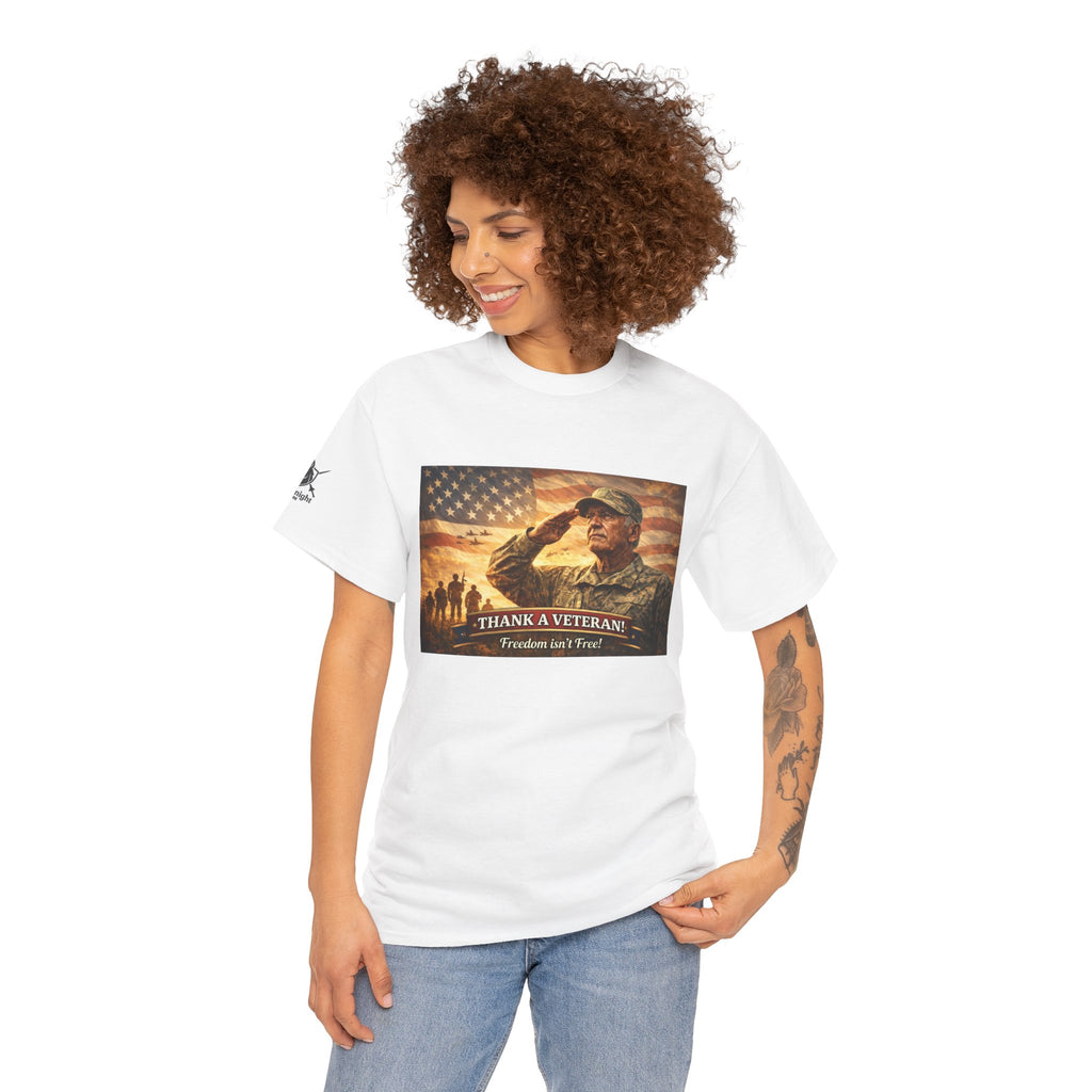 USA Flag Graphic Tee - "Freedom isnt Free  Thank a Vet!"