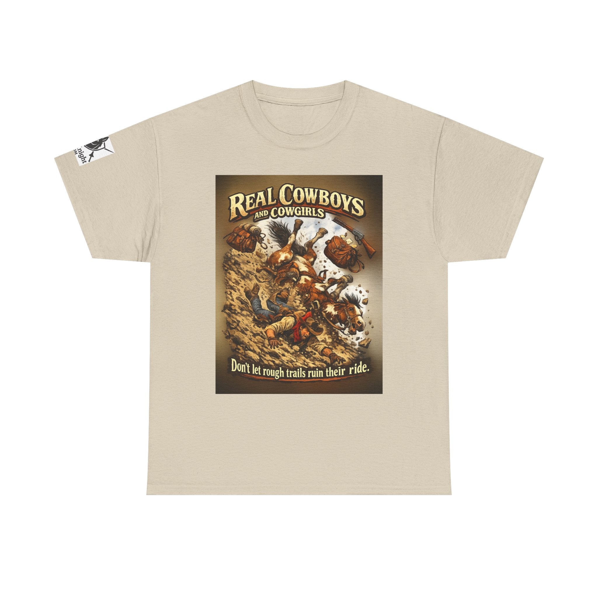 Cowboy Rodeo T‑Shirt — “Real Cowboys and Cowgirls - Dont let rough trails ruin thier ride.” Vintage Rodeo Graphic
