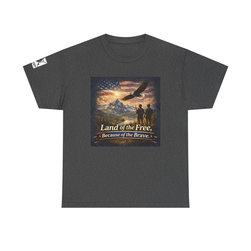 USA Flag Graphic Tee - "Land of the Free -Because of the Brave!"
