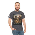 Raised Right Rides Hard USA Flag T-Shirt — Cowboy Landscape Graphic Tee