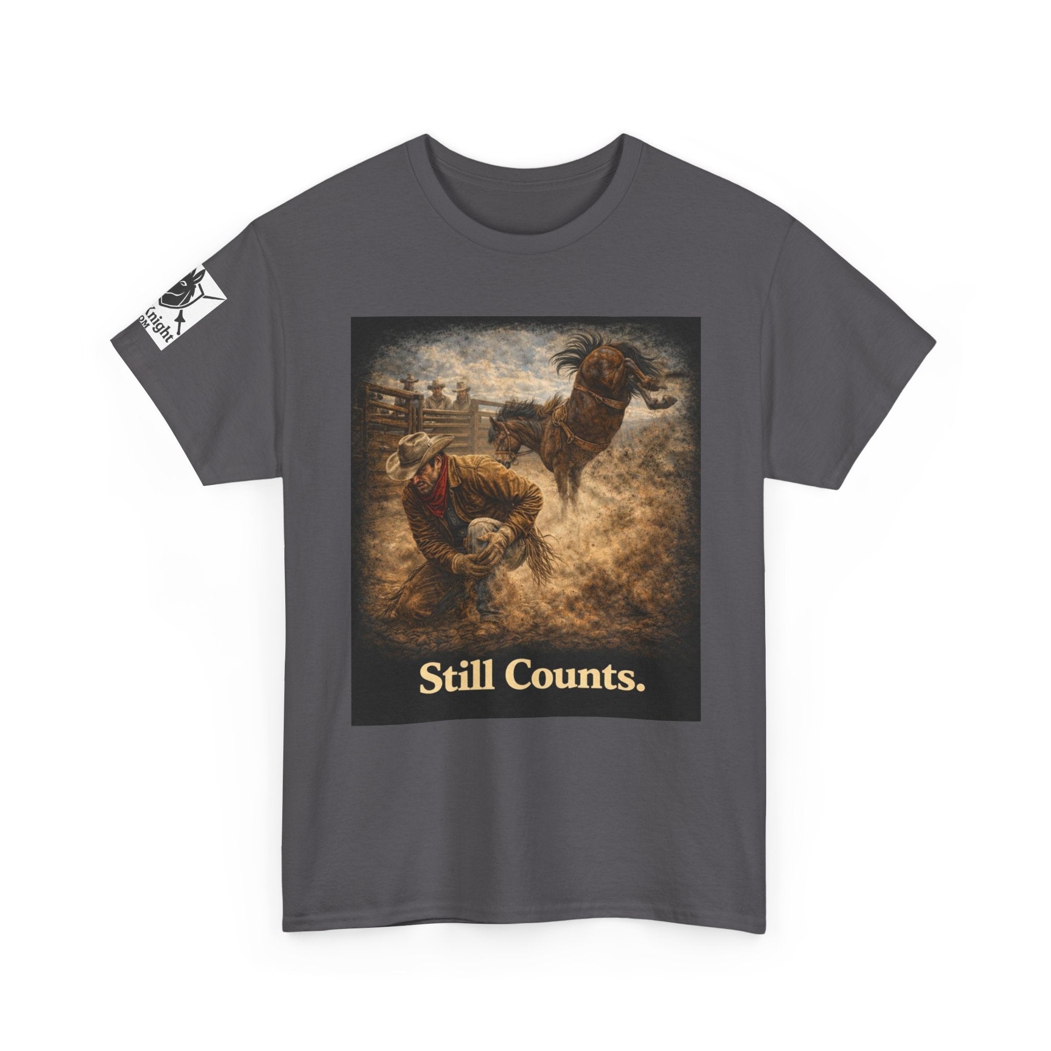 Rodeo Still Counts T-Shirt — Cowboy Landscape Graphic Tee