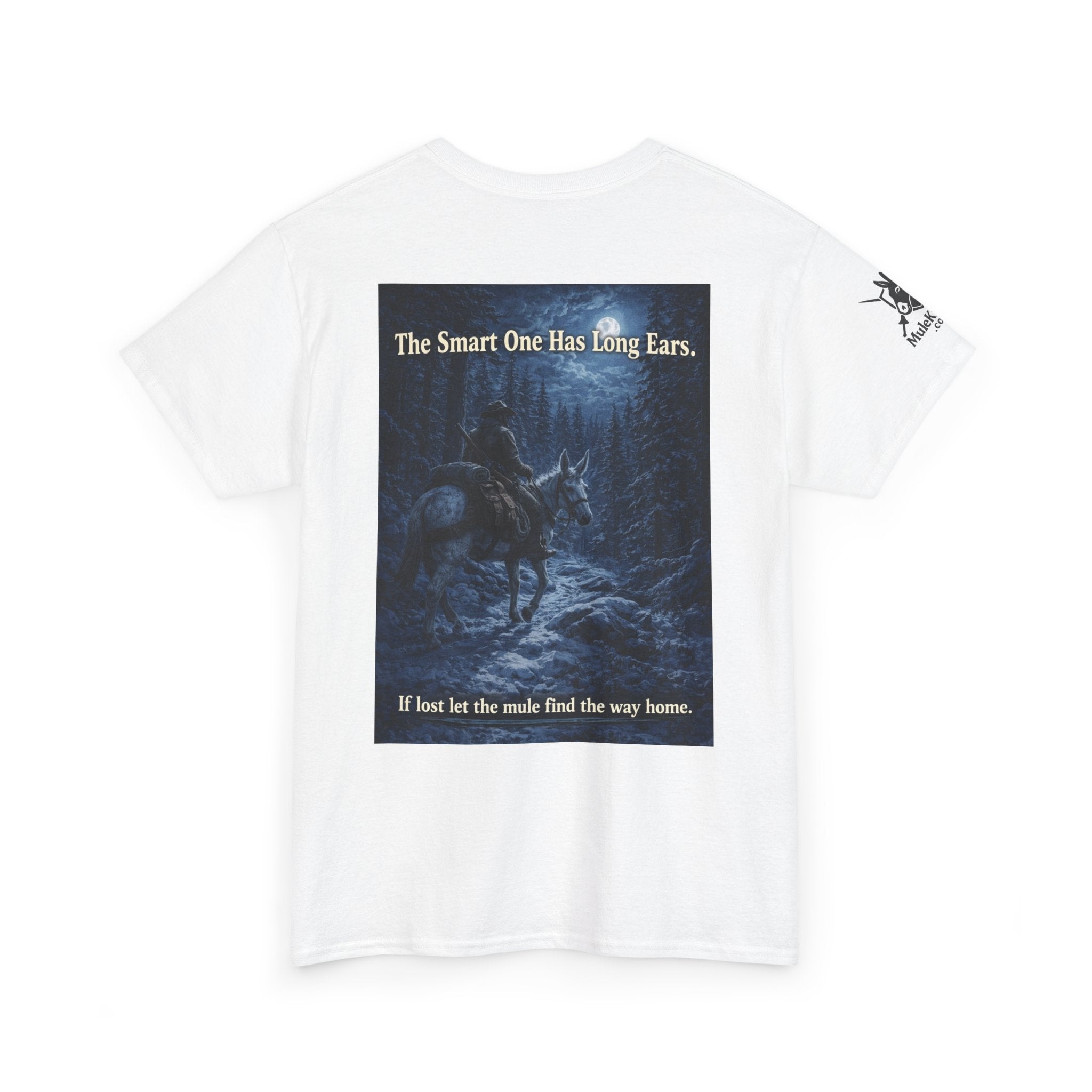 Mule rider T-Shirt — "The Smart One Has Long Ears" Night Rider Graphic Tee