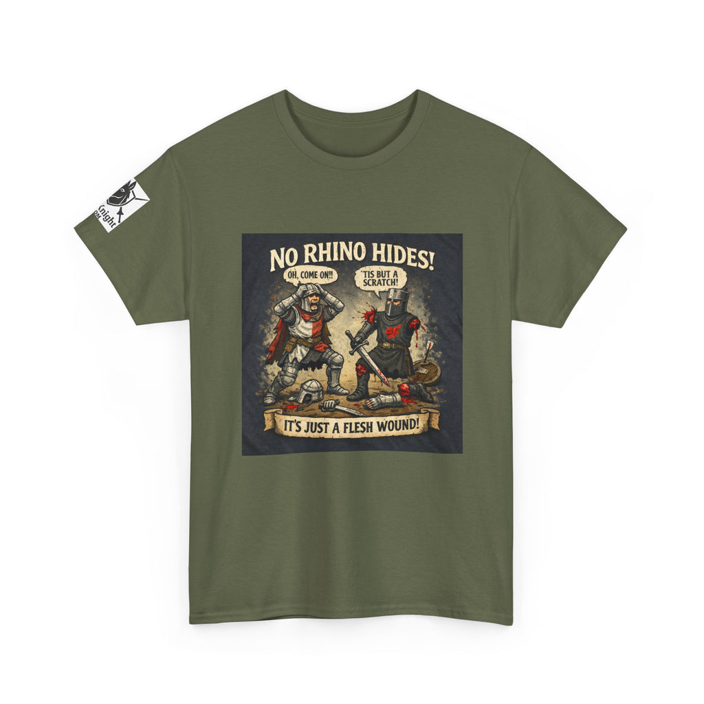 No Rhino Hides Tis but a scratch T-Shirt — Funny Knight Tee