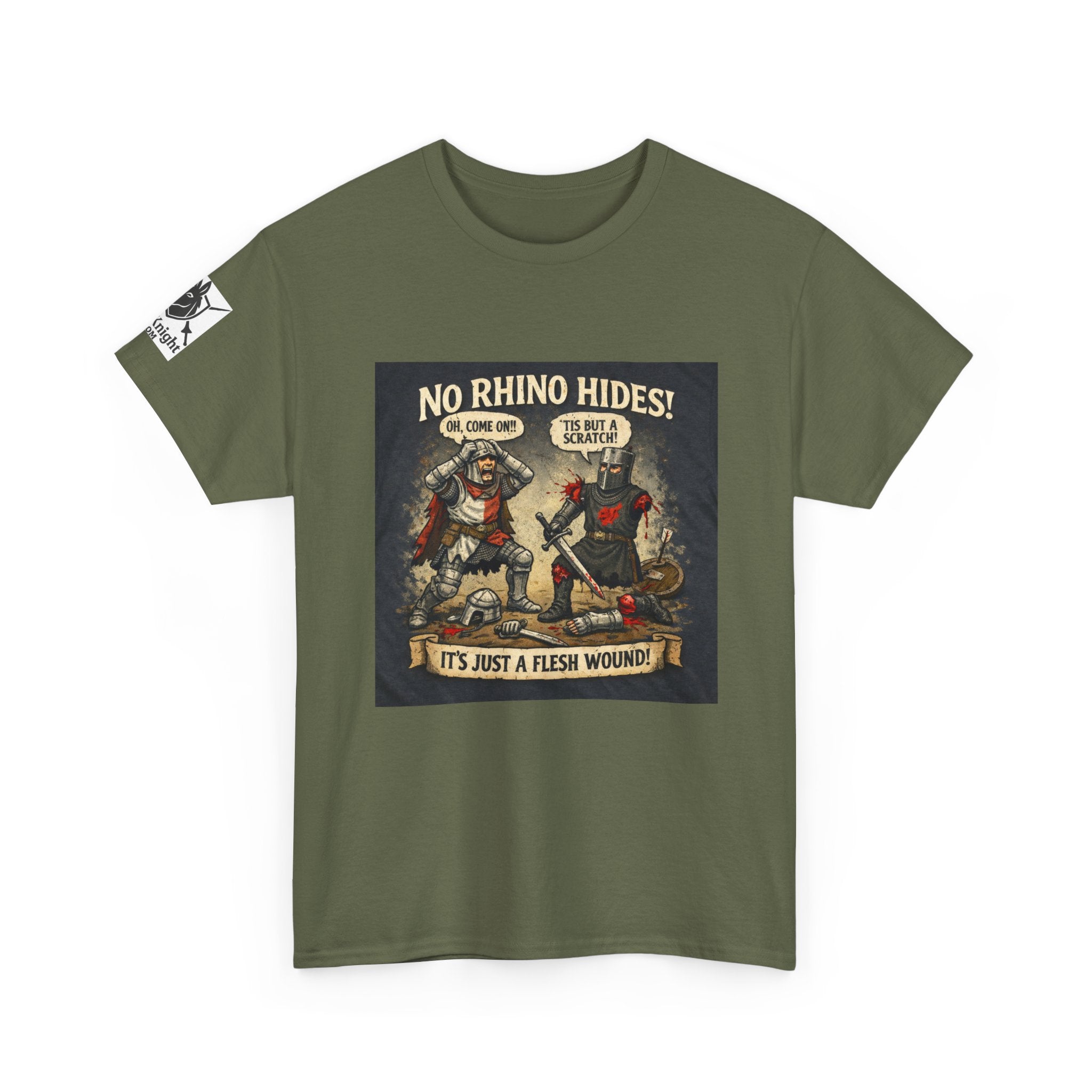 No Rhino Hides Tis but a scratch T-Shirt — Funny Knight Tee