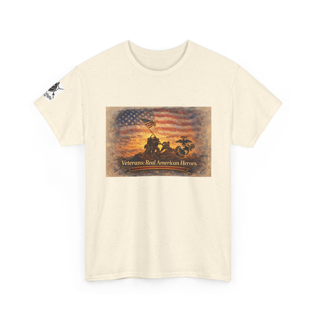 USA Flag Graphic Tee - "Veterans - Real American Heroes!"