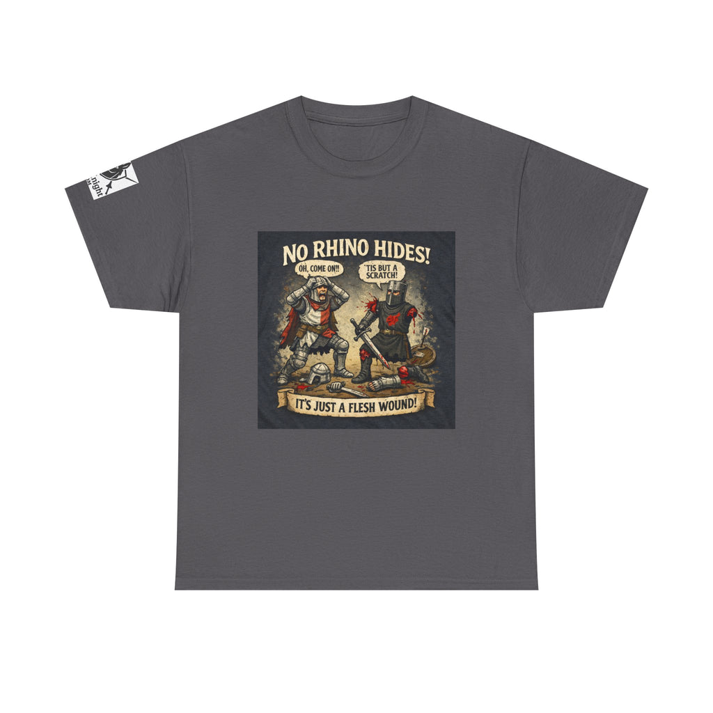 No Rhino Hides Tis but a scratch T-Shirt — Funny Knight Tee