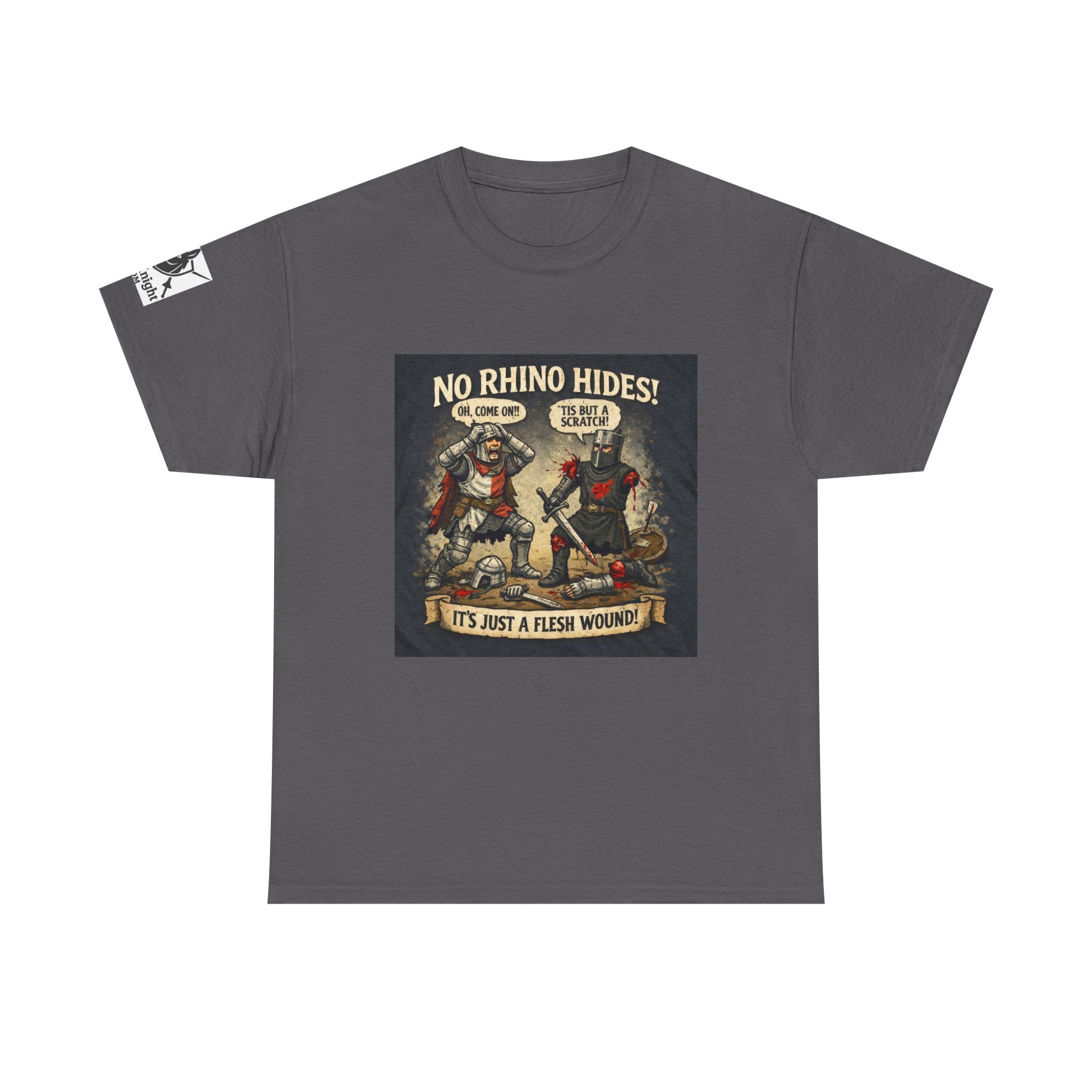 No Rhino Hides Tis but a scratch T-Shirt — Funny Knight Tee