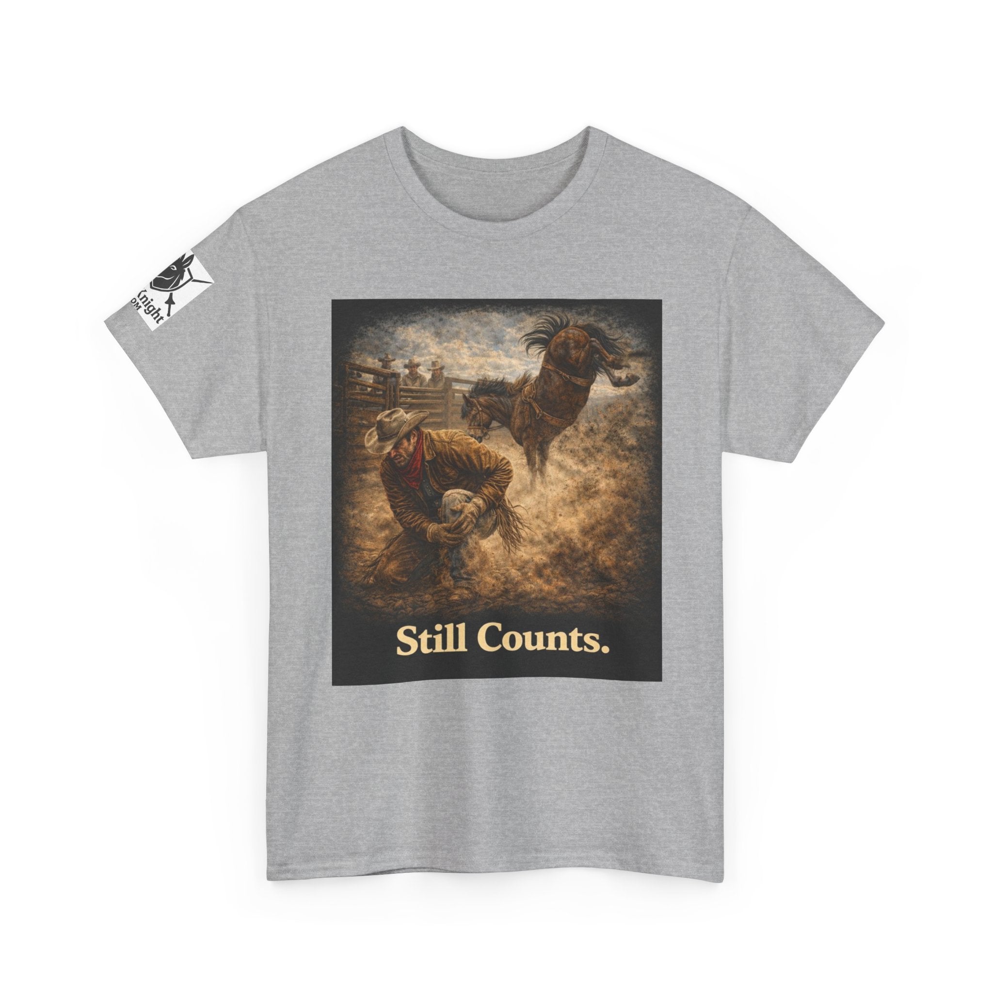 Rodeo Still Counts T-Shirt — Cowboy Landscape Graphic Tee