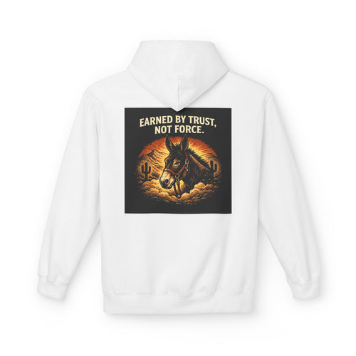 Cowboy Horse Hoodie — "Earned by Trust, Not Force" Western Ranch Pullover