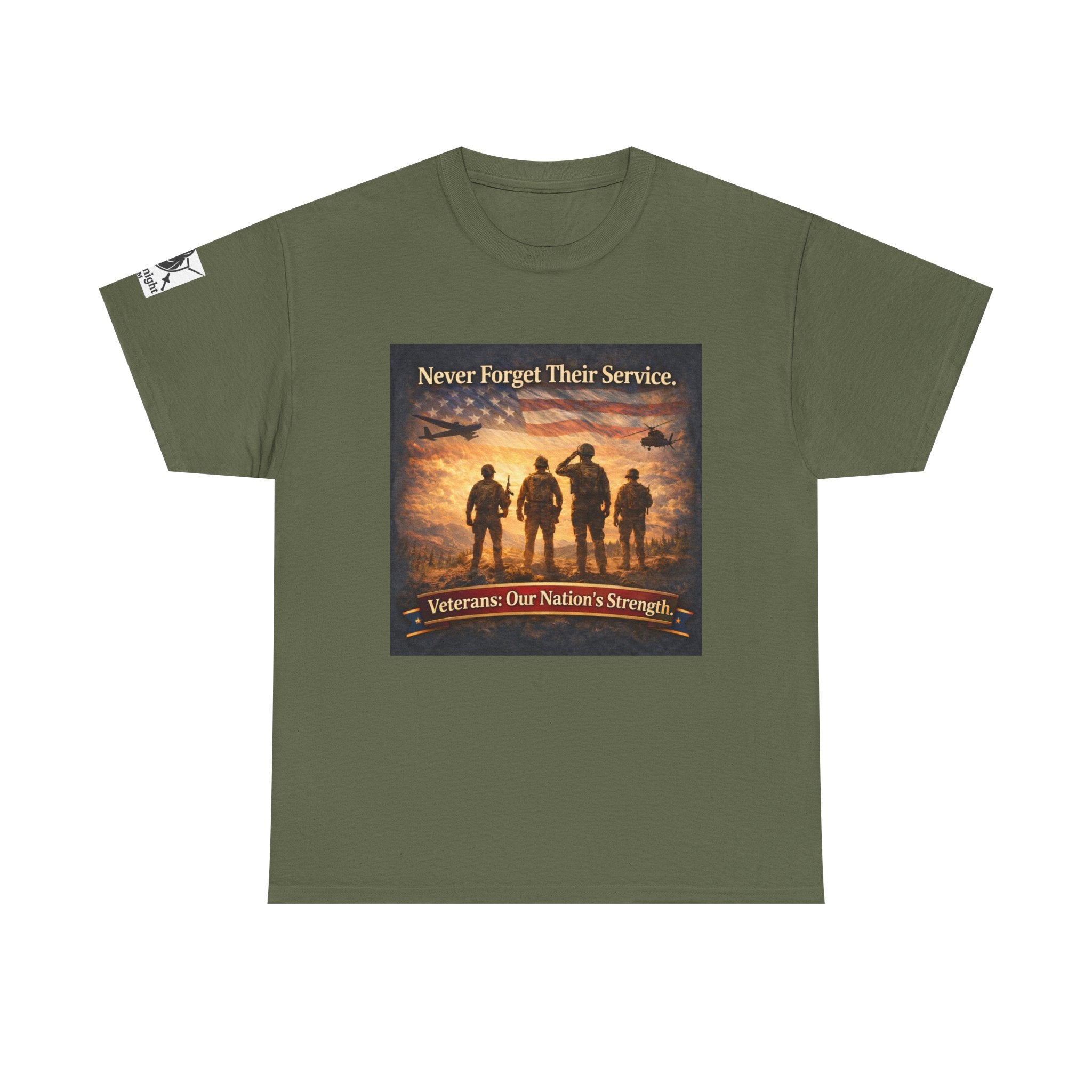 USA Flag Graphic Tee - "Never Forget their Service -Veterens our nations strength!"