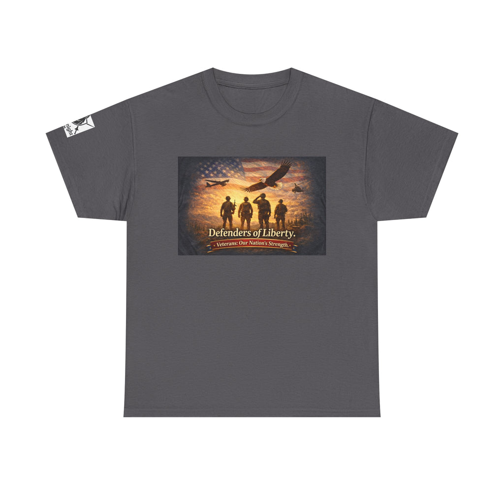 USA Flag Graphic Tee - "Defenders of Liberty -Veterans our nations strength!"