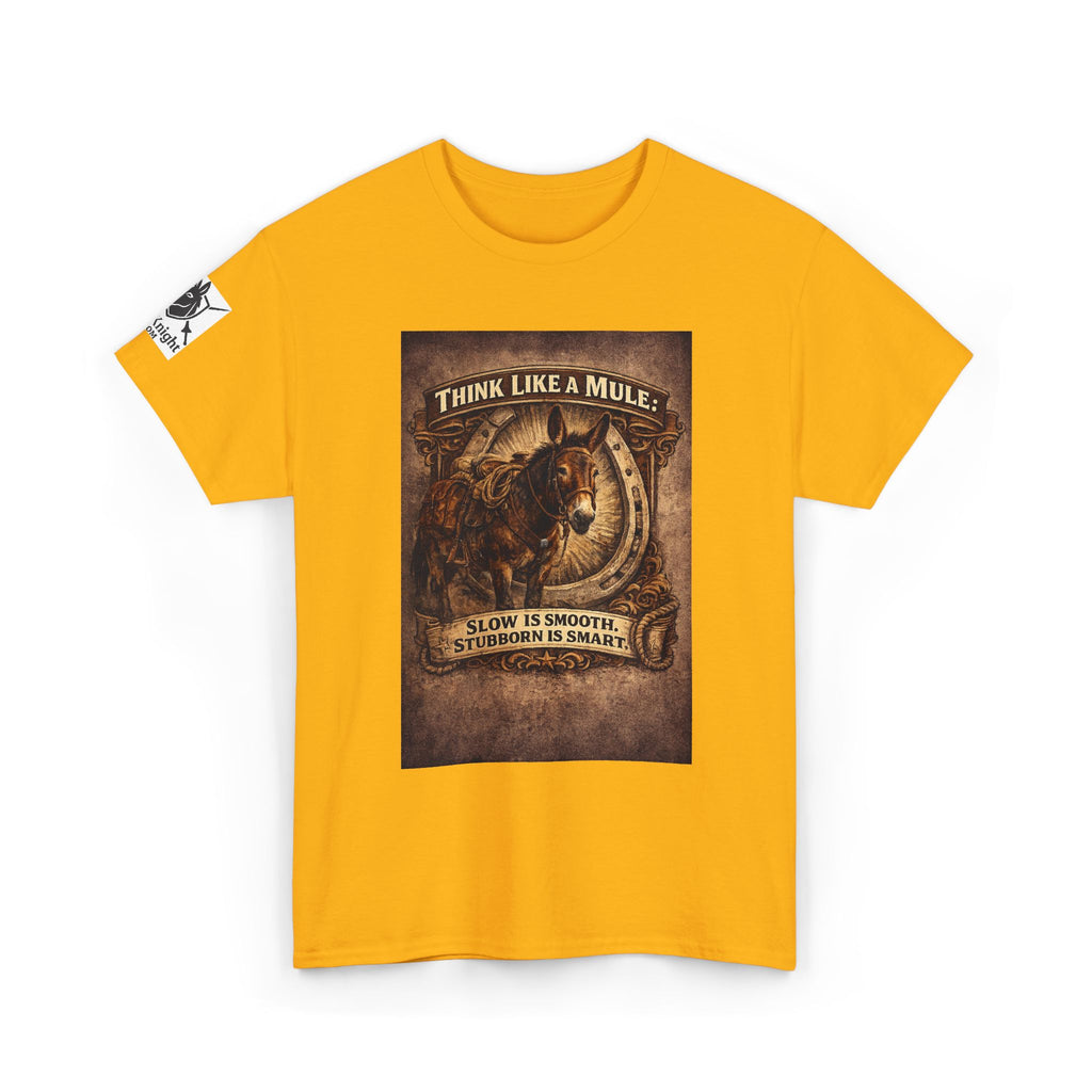 Think Like a Mule T-Shirt – Rustic Horseshoe Cowboy Western Tee