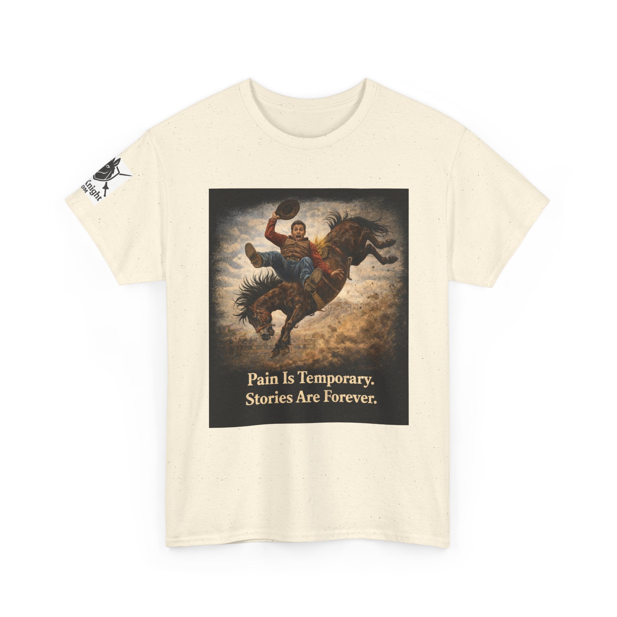 Rodeo Bucking Bronco T‑Shirt — "Pain Is Temporary. Stories Are Forever."