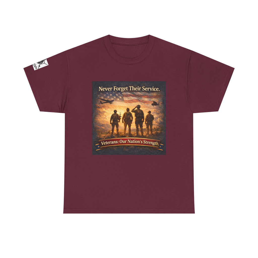 USA Flag Graphic Tee - "Never Forget their Service -Veterens our nations strength!"