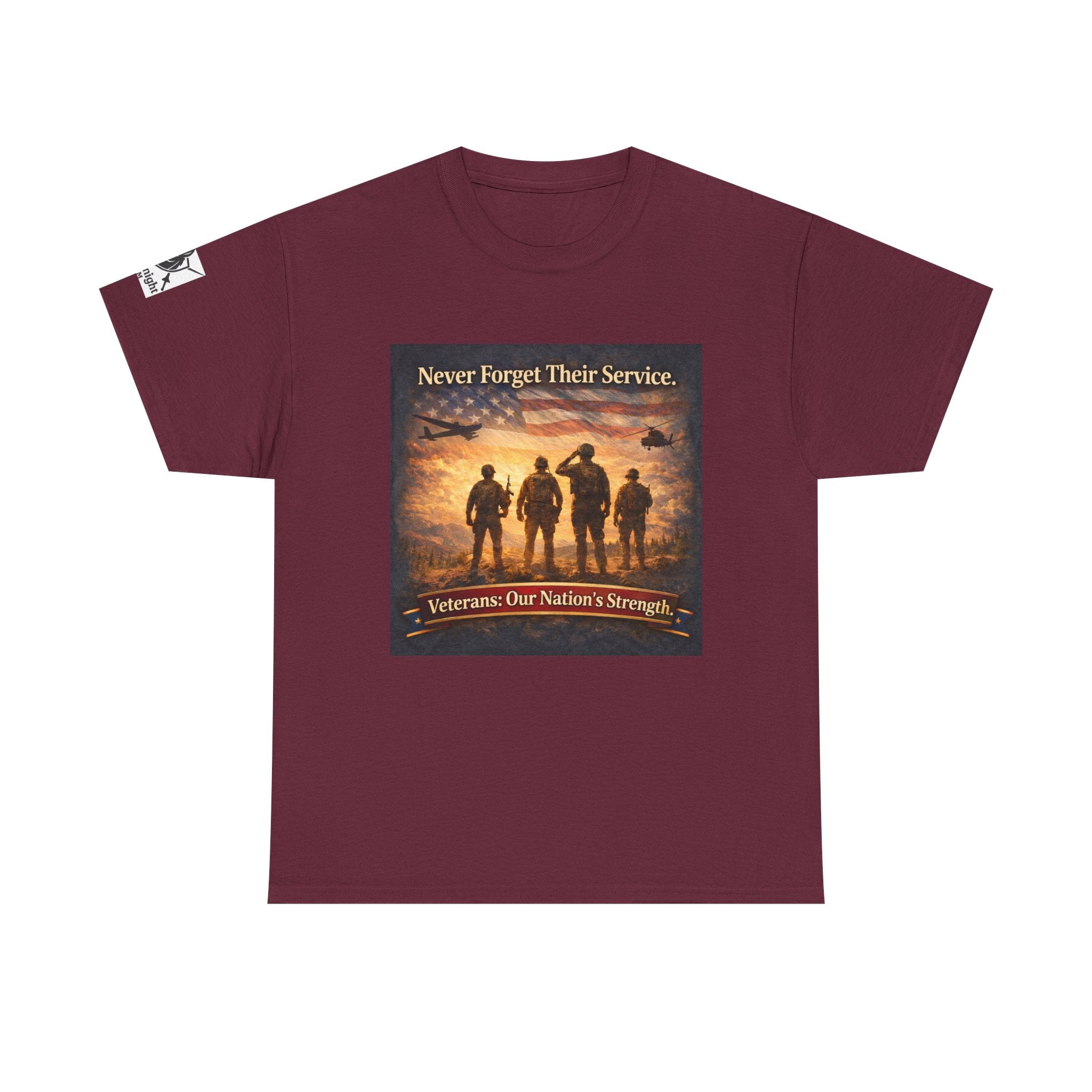 USA Flag Graphic Tee - "Never Forget their Service -Veterens our nations strength!"