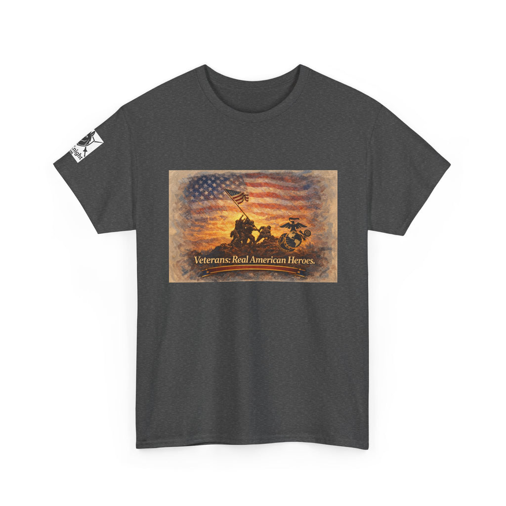 USA Flag Graphic Tee - "Veterans - Real American Heroes!"