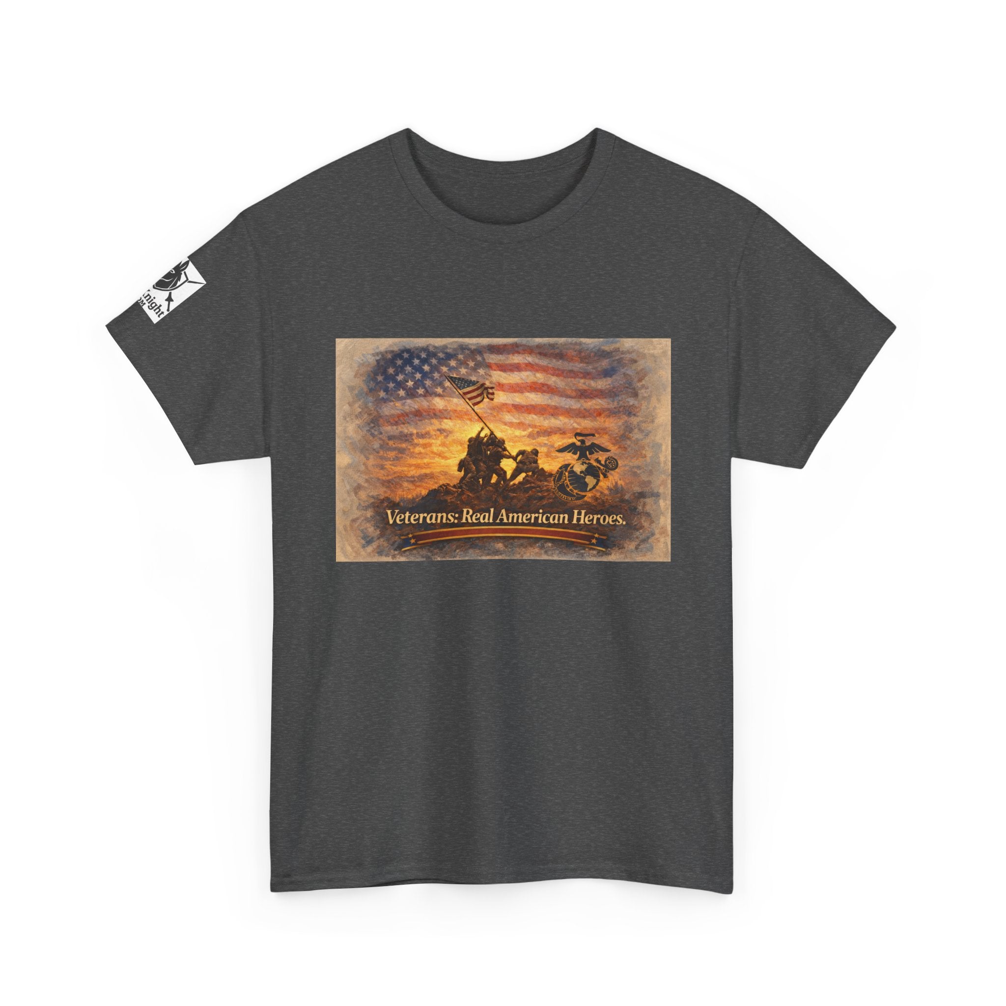 USA Flag Graphic Tee - "Veterans - Real American Heroes!"