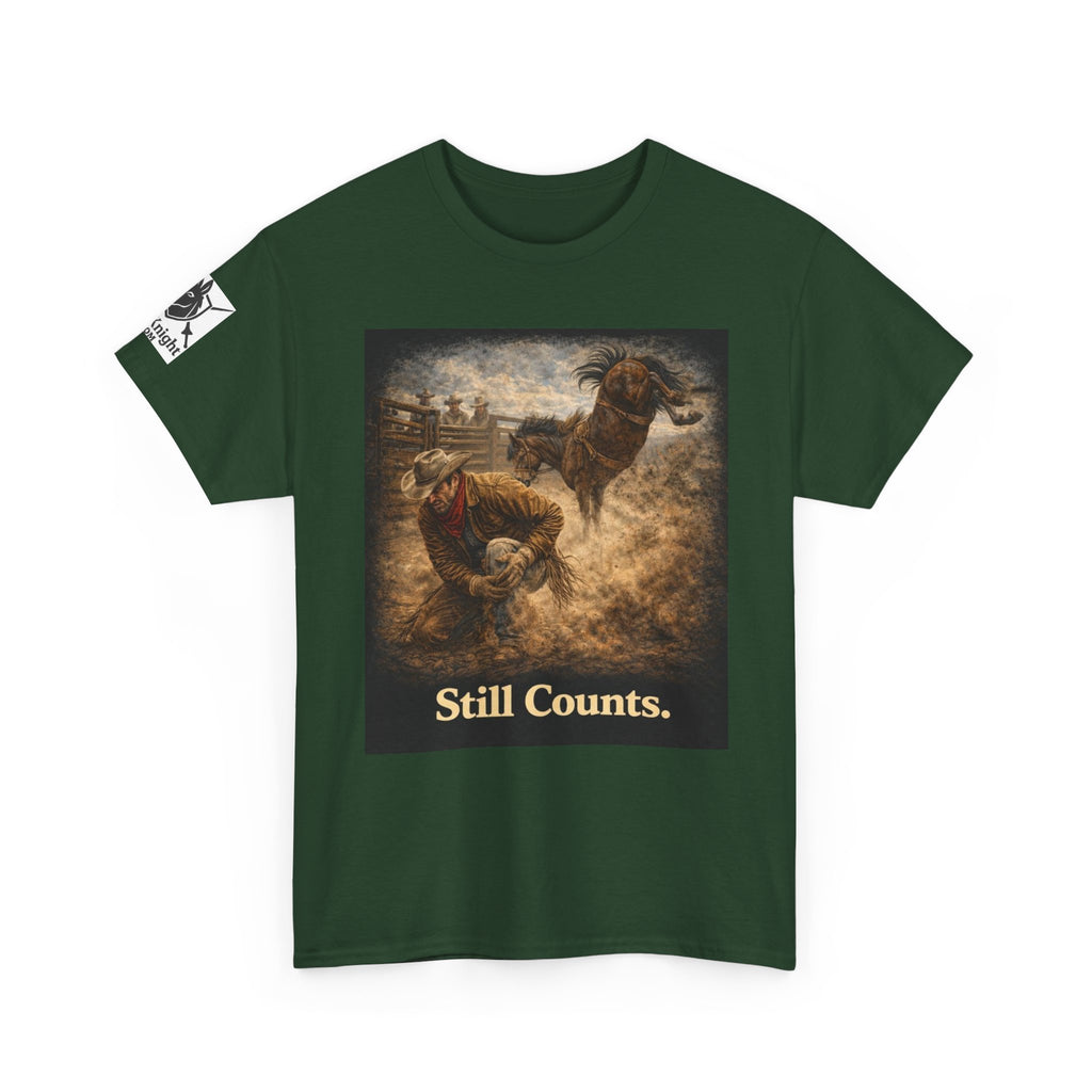 Rodeo Still Counts T-Shirt — Cowboy Landscape Graphic Tee