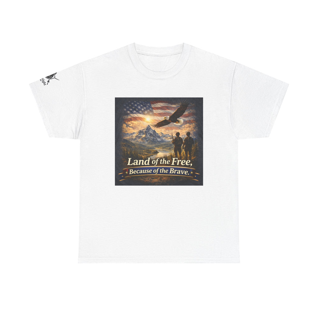 USA Flag Graphic Tee - "Land of the Free -Because of the Brave!"