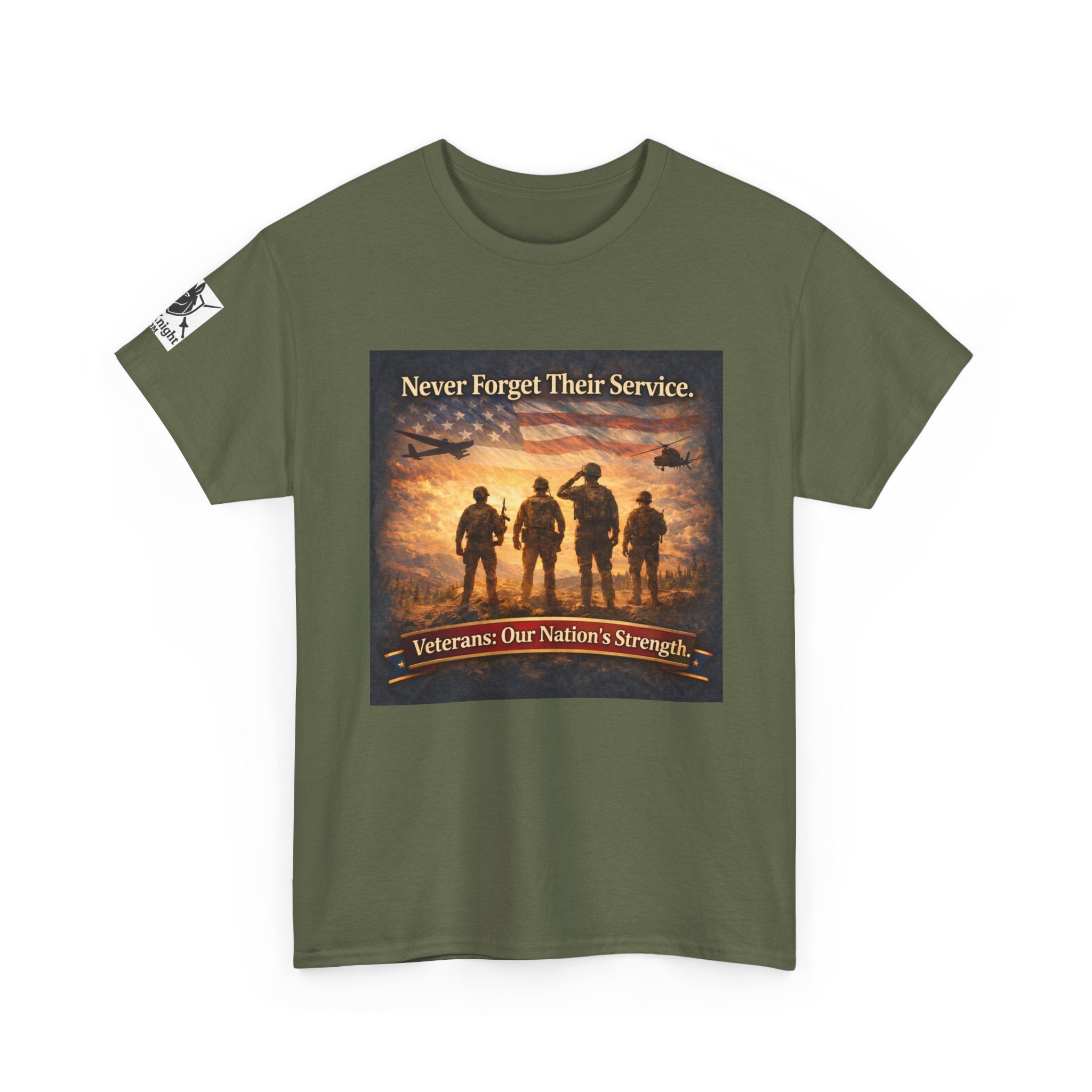 USA Flag Graphic Tee - "Never Forget their Service -Veterens our nations strength!"