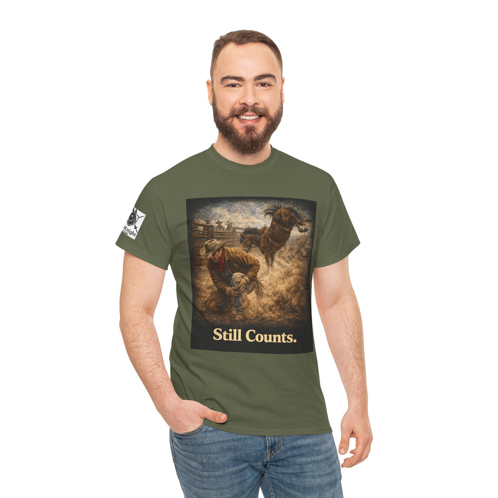 Rodeo Still Counts T-Shirt — Cowboy Landscape Graphic Tee