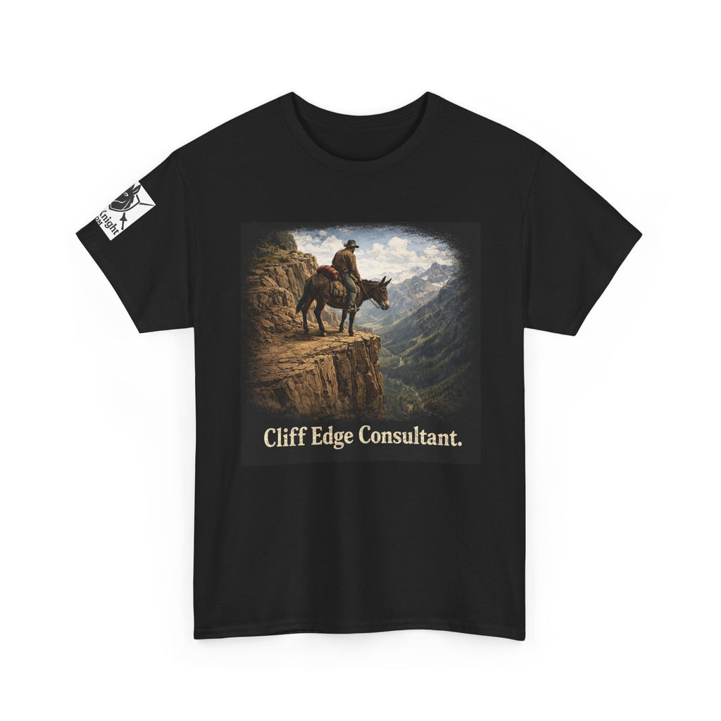 Mule Cliff Edge Consultant T-Shirt — Cowboy Landscape Graphic Tee