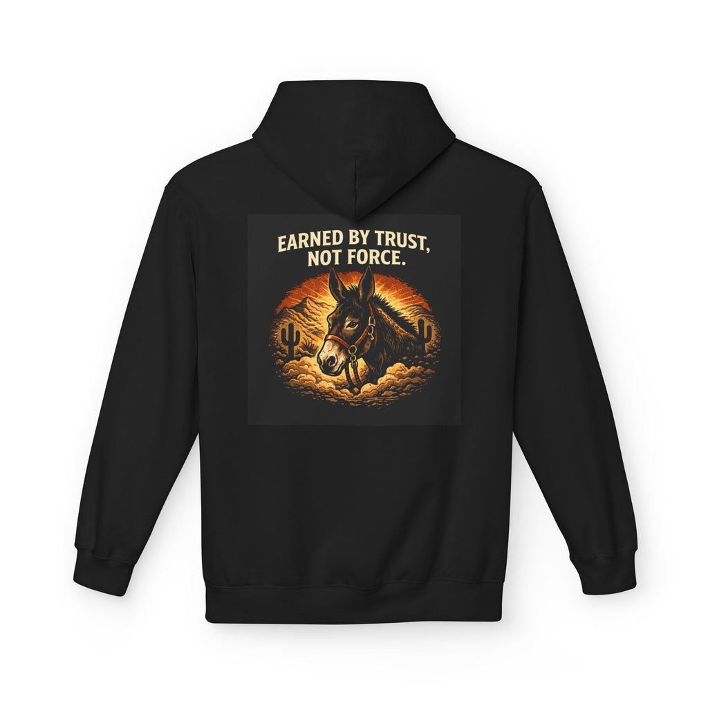 Cowboy Horse Hoodie — "Earned by Trust, Not Force" Western Ranch Pullover