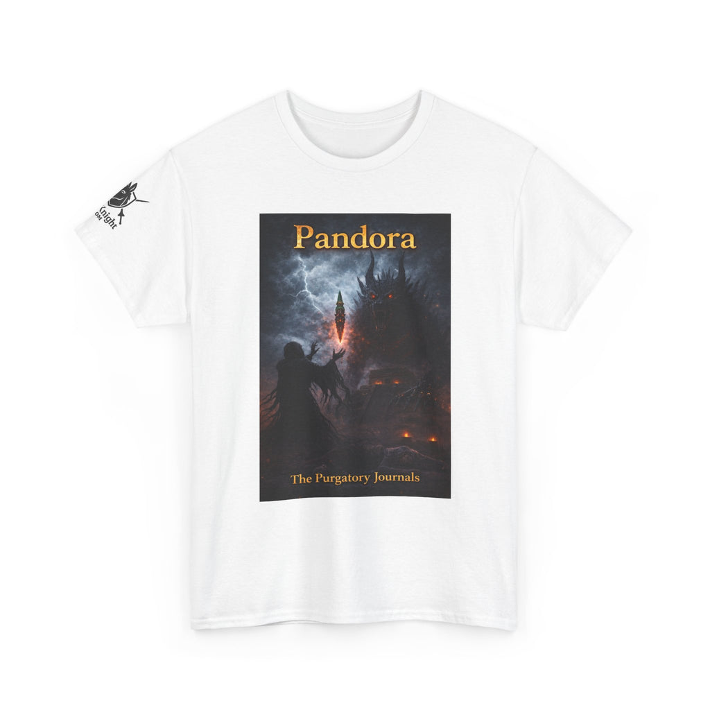 Pandora Summoning on Front - Pandora book cover on back -Purgatory Journals Book 3 -   Fantasy Novel tee