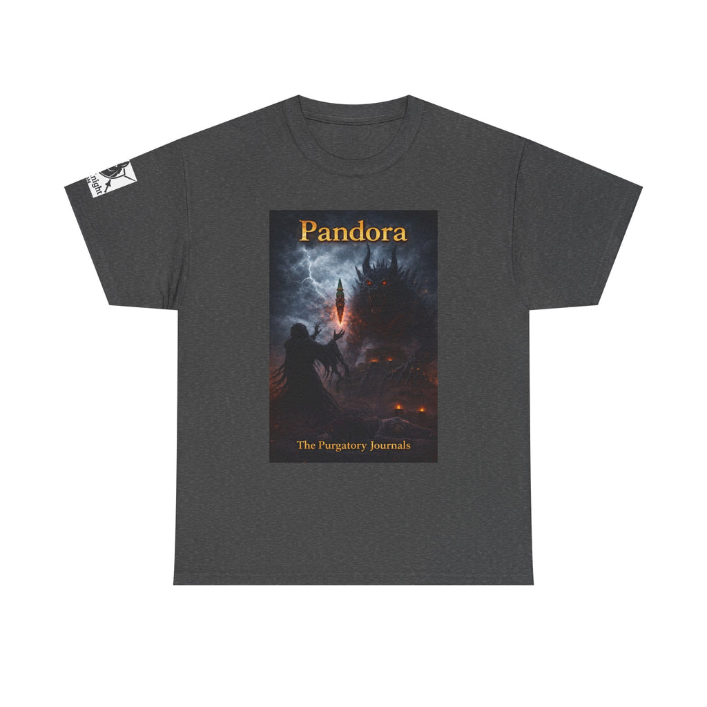 Pandora Summoning on Front - Pandora book cover on back -Purgatory Journals Book 3 -   Fantasy Novel tee
