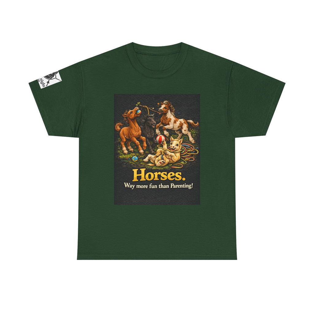 Horse lover shirt.  Horses.  Way more fun than Parenting! Teeshirt funny