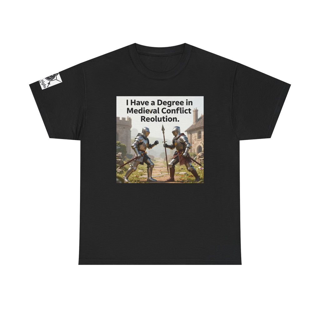 Medieval Conflict Resolution T-Shirt — Funny Knight Diploma Tee