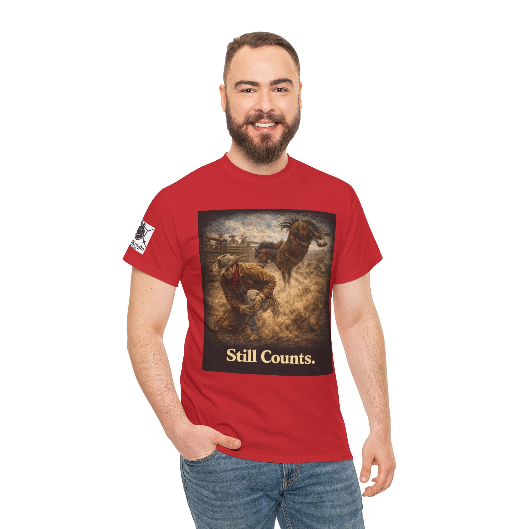 Rodeo Still Counts T-Shirt — Cowboy Landscape Graphic Tee