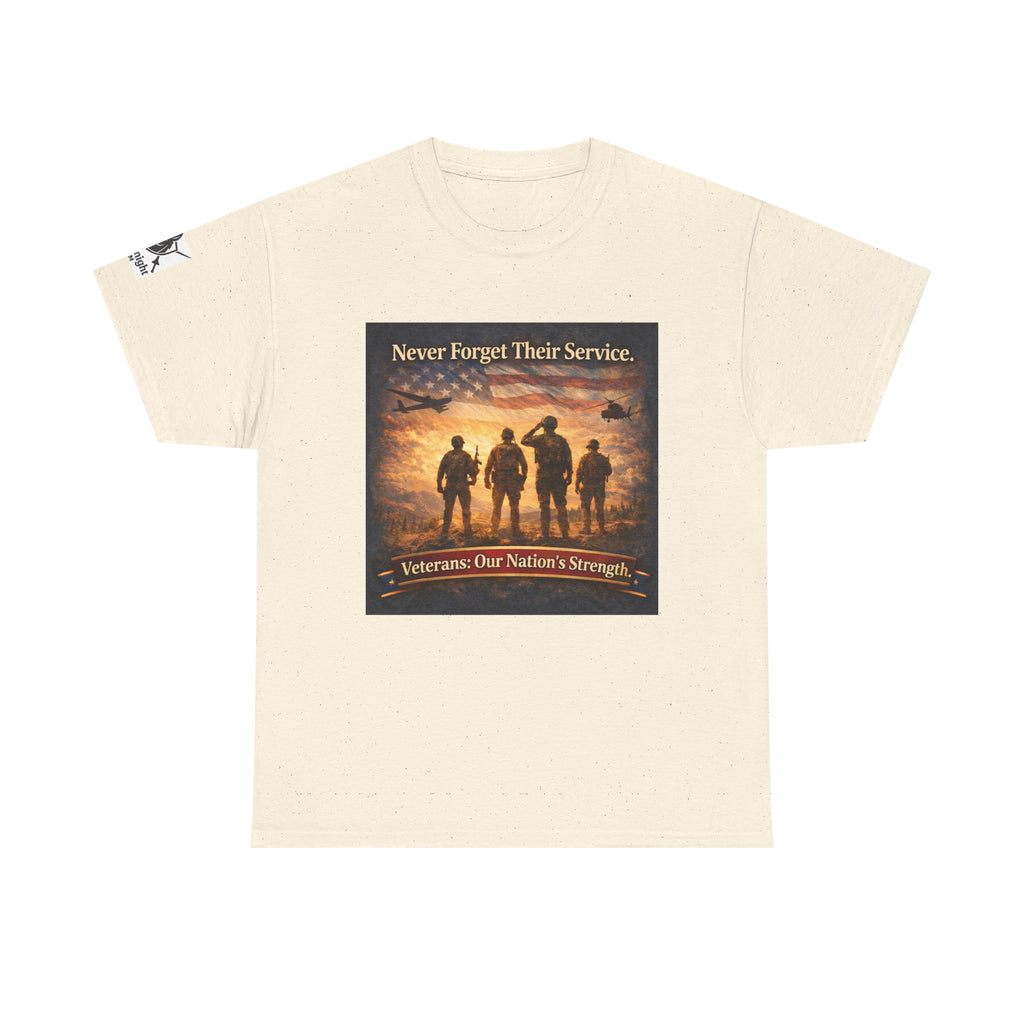 USA Flag Graphic Tee - "Never Forget their Service -Veterens our nations strength!"