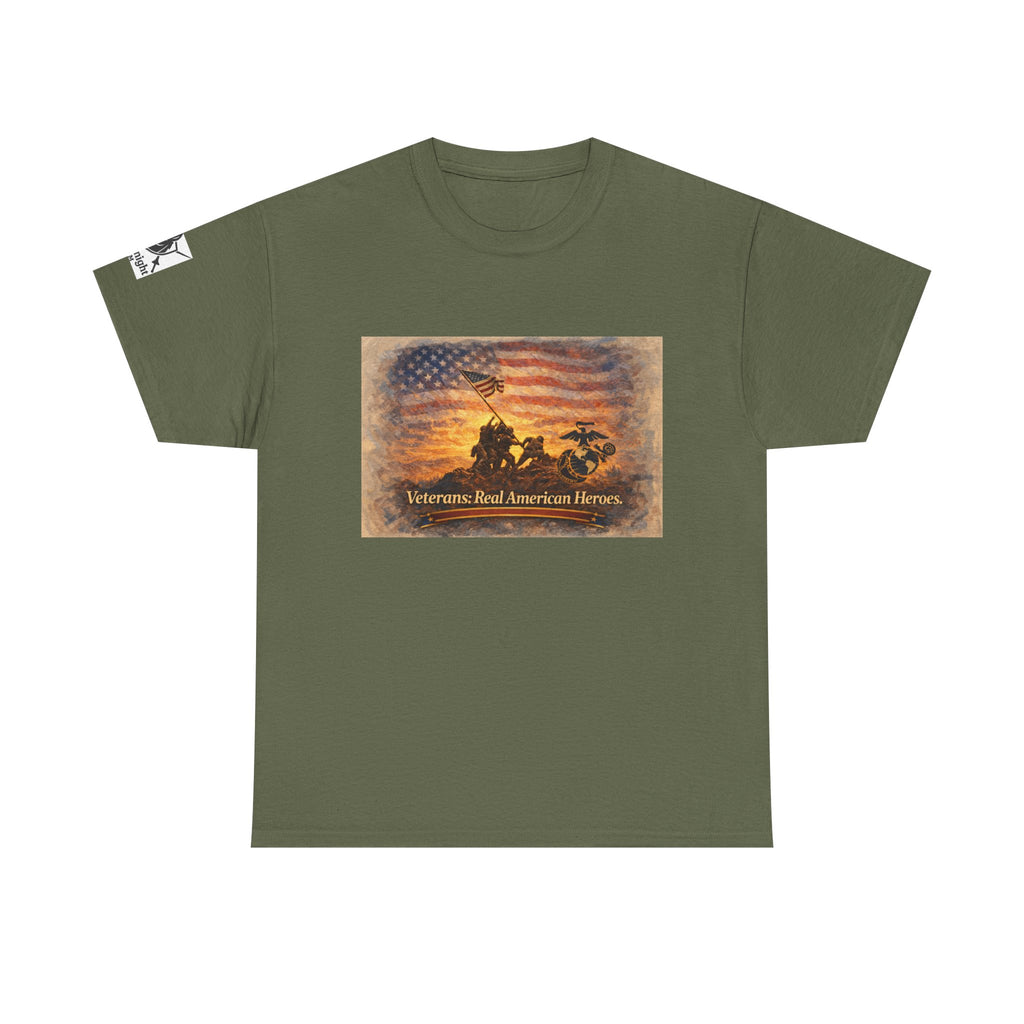USA Flag Graphic Tee - "Veterans - Real American Heroes!"
