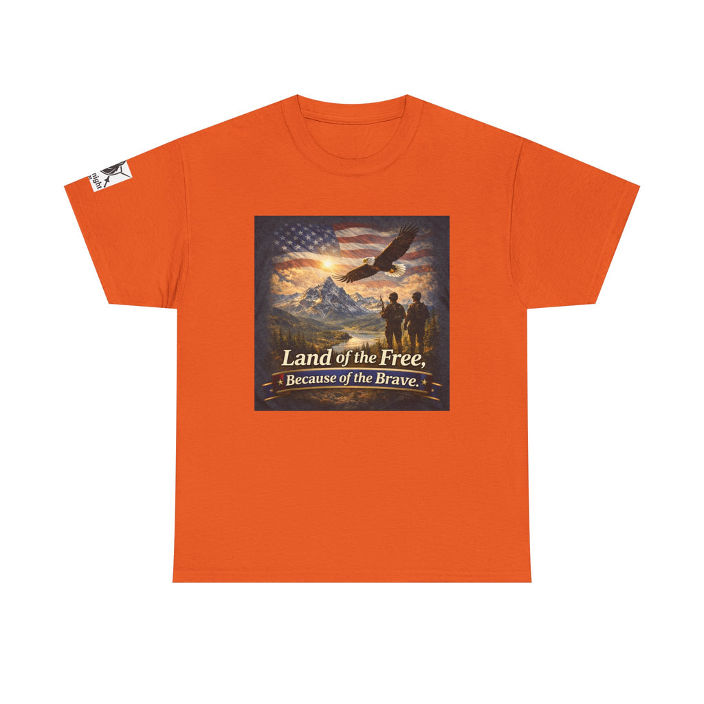 USA Flag Graphic Tee - "Land of the Free -Because of the Brave!"