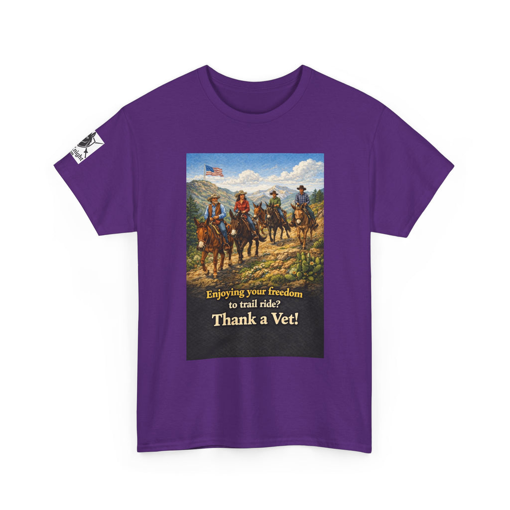 Mule Rider Retro Graphic Tee - "Enjoying your freedom to trail ride?  Thank a Vet!"