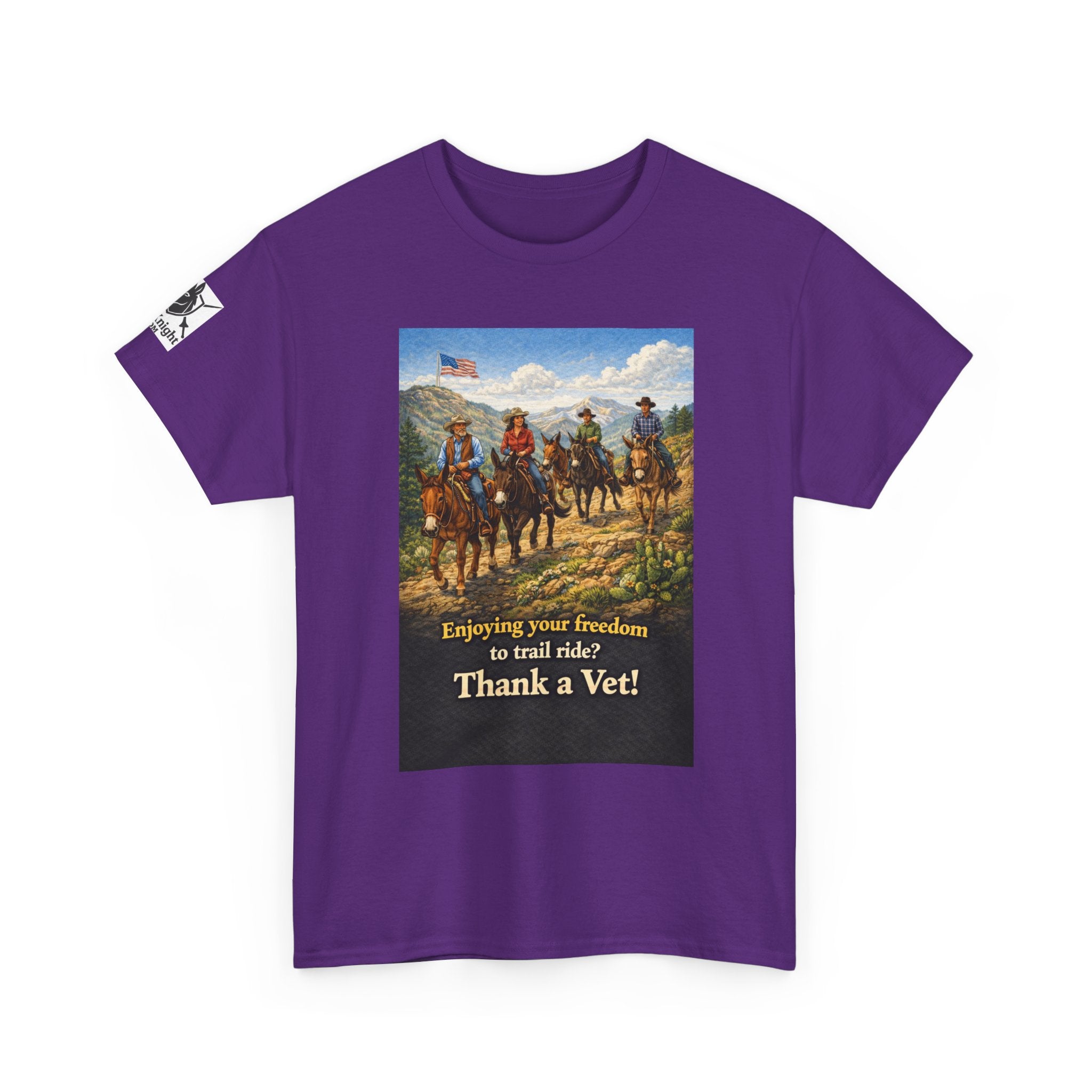 Mule Rider Retro Graphic Tee - "Enjoying your freedom to trail ride?  Thank a Vet!"