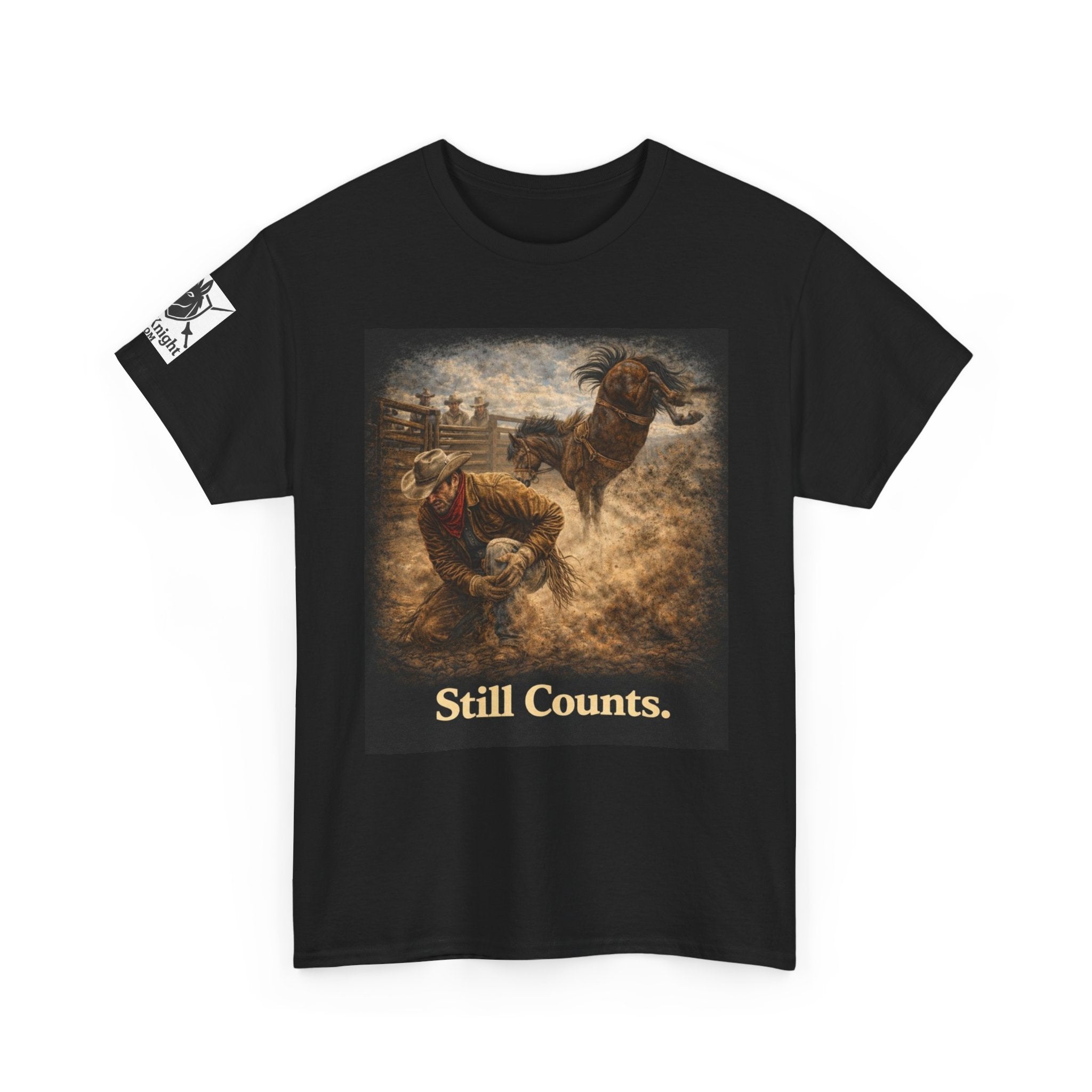 Rodeo Still Counts T-Shirt — Cowboy Landscape Graphic Tee