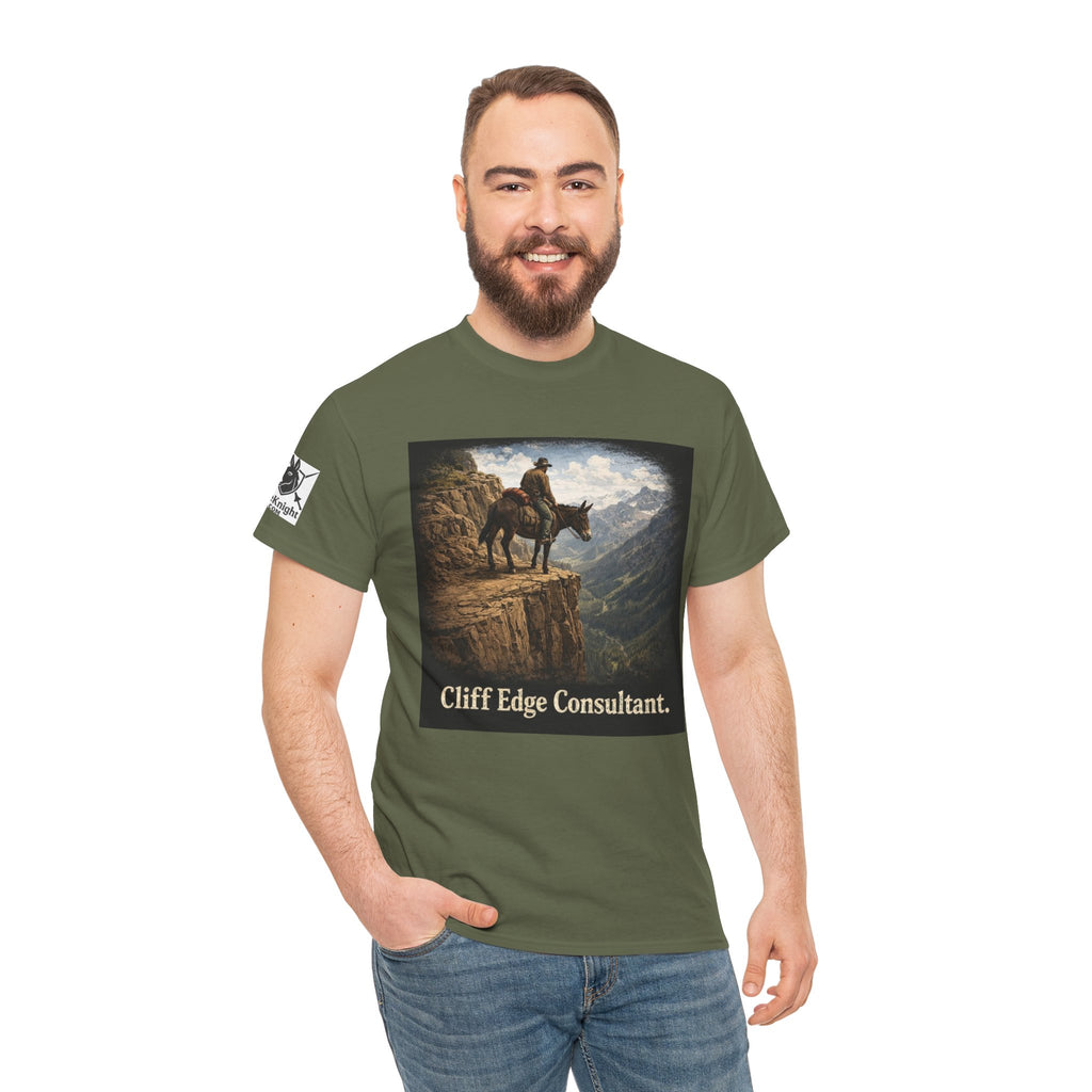 Mule Cliff Edge Consultant T-Shirt — Cowboy Landscape Graphic Tee
